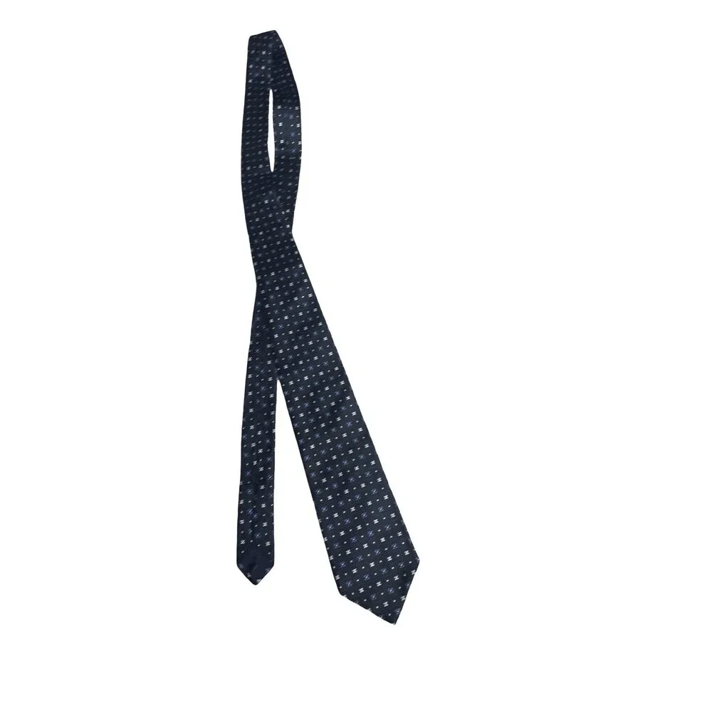 Brooks Brothers made in the USA Navy Blue 100% Silk Tie Blue and white Classic